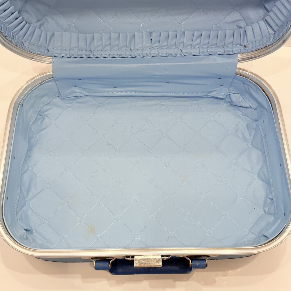 Vintage Small Blue Kids (Boy Train) "I'm Going to Grandma's" Hard Sided Suitcase - Picture 10 of 12